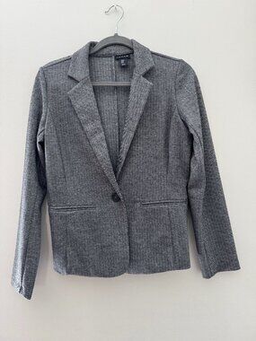 Tahari Black White Herringbone Tweed Blazer Size M